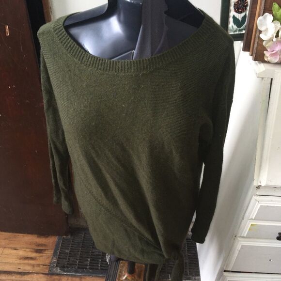 J. crew olive green oversized S sweater tunic with tie hem - Picture 1 of 5